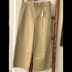 GAP KHAKI HIGH RISE PLEATED WIDE LEG PANTS